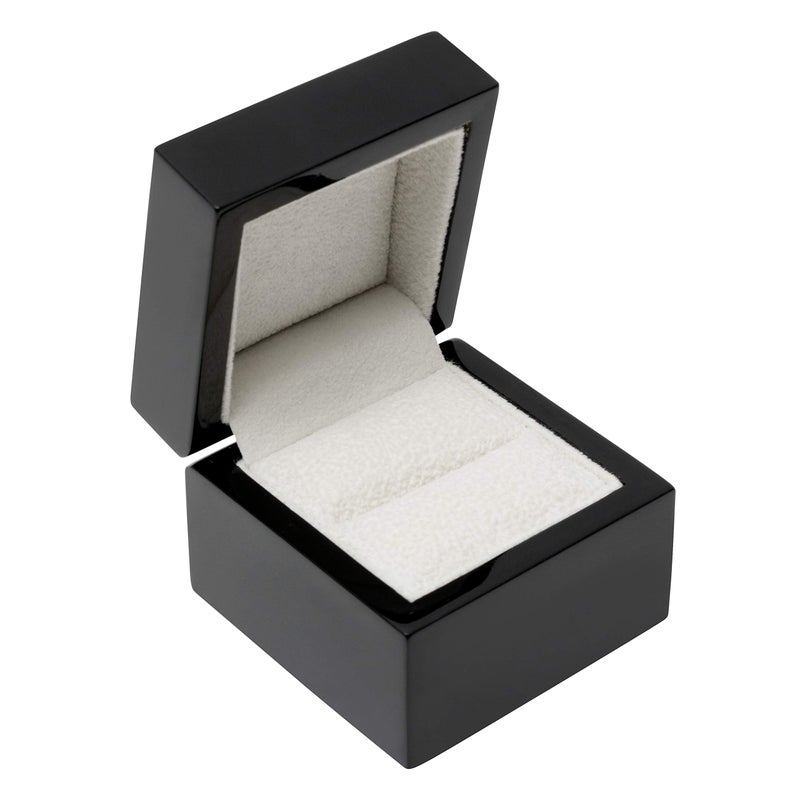 Noble Pack Noble Piano Wood Ring Box - Luxury Engagement Ring Box for Proposal Ring or Special Occasions - Comes with a Two Piece Packer and Ribbon (Black) - Image 3
